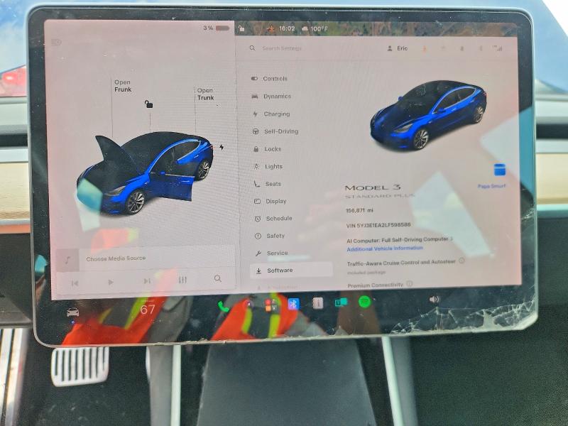 60625786 :رقم المزاد ، 5YJ3E1EA2LF598586 vin ، 2020 Tesla Model 3 مزاد بيع