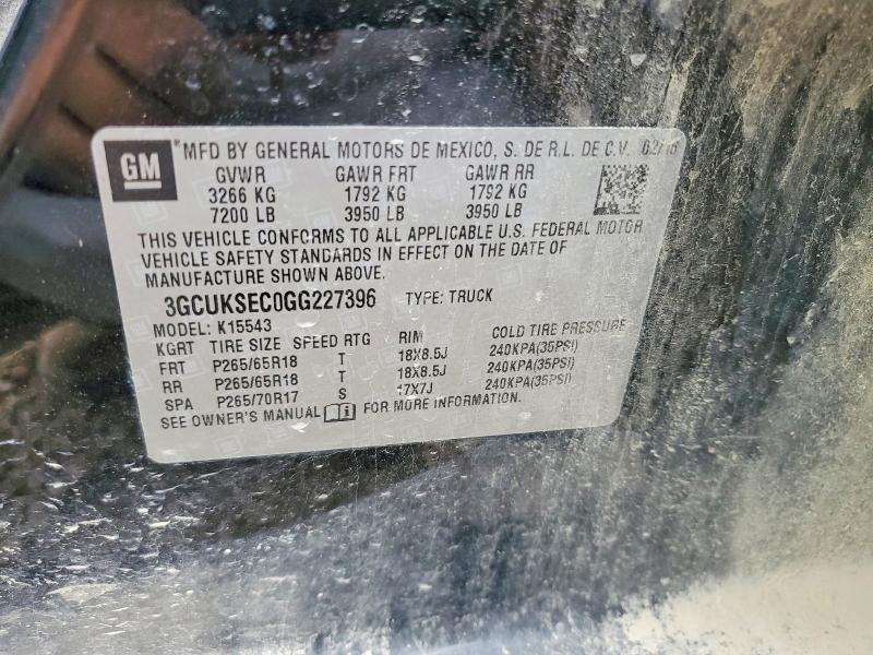 Продаж на аукціоні авто 2016 Chevrolet Silverado, vin: 3GCUKSEC0GG227396, номер лоту: 62054056