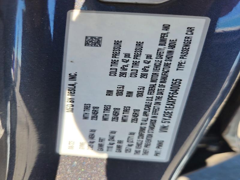 Aukcja sprzedaży 2023 Tesla Model 3, vin: 5YJ3E1EAXPF640055, numer aukcji: 63236876