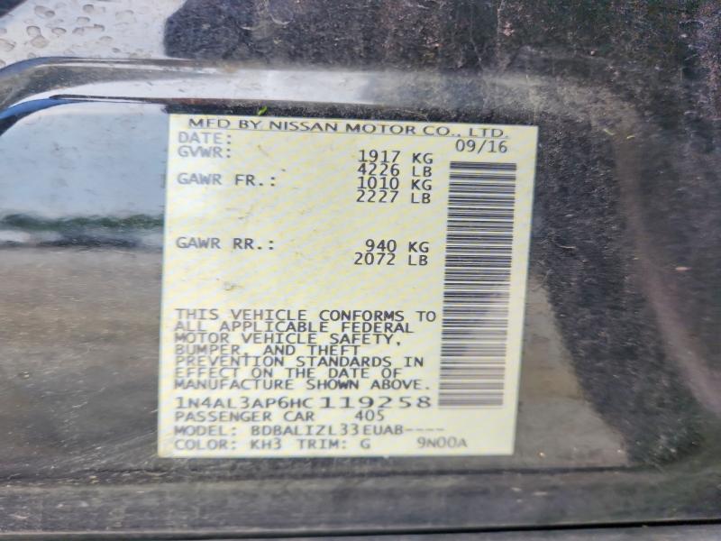 Продаж на аукціоні авто 2017 Nissan Altima, vin: 1N4AL3AP6HC119258, номер лоту: 62940446