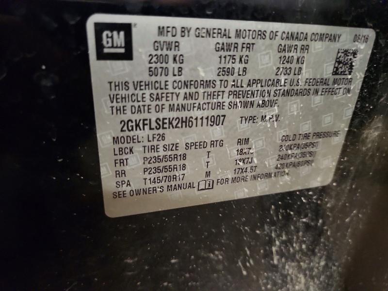 Продаж на аукціоні авто 2017 Gmc Terrain, vin: 2GKFLSEK2H6111907, номер лоту: 62305566