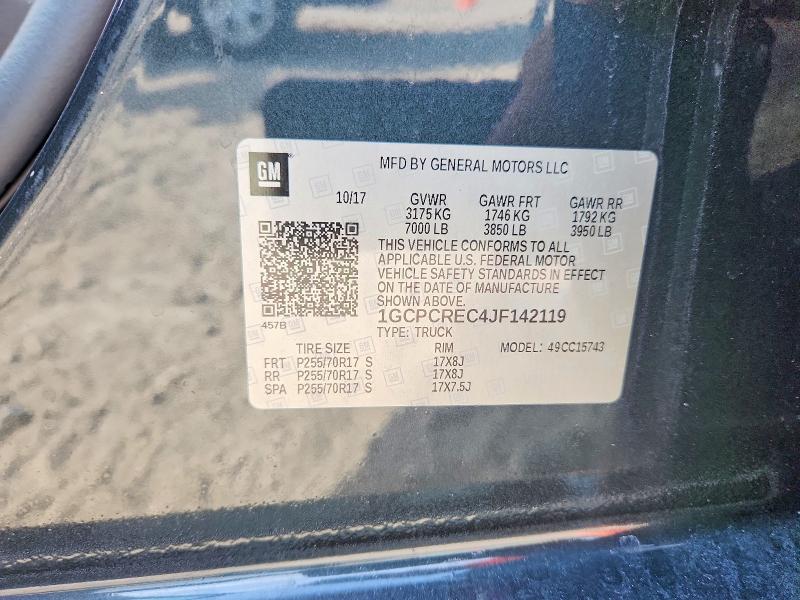 2018 Chevrolet Silverado მანქანა იყიდება აუქციონზე, vin: 1GCPCREC4JF142119, აუქციონის ნომერი: 62849676