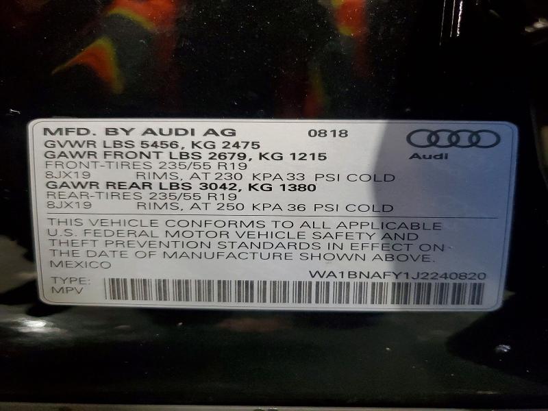 Aukcja sprzedaży 2018 Audi Q5, vin: WA1BNAFY1J2240820, numer aukcji: 60297186