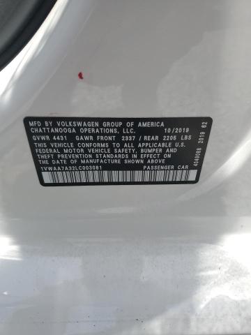 Aukcja sprzedaży 2020 Volkswagen Passat, vin: 1VWAA7A32LC003081, numer aukcji: 61444476