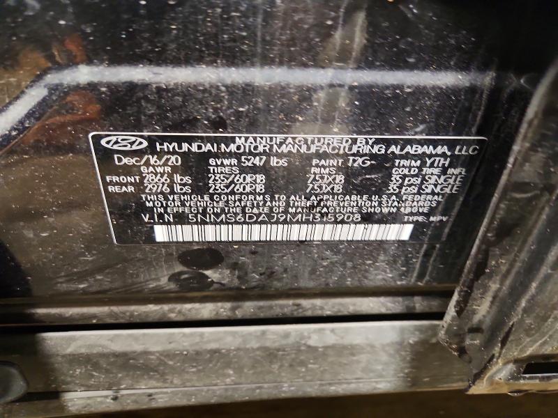 61584346 :رقم المزاد ، 5NMS6DAJ9MH315908 vin ، 2021 Hyundai Santa Fe مزاد بيع