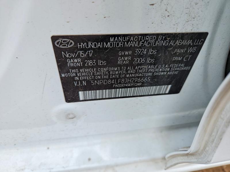 61601096 :رقم المزاد ، 5NPD84LF8JH296665 vin ، 2018 Hyundai Elantra مزاد بيع