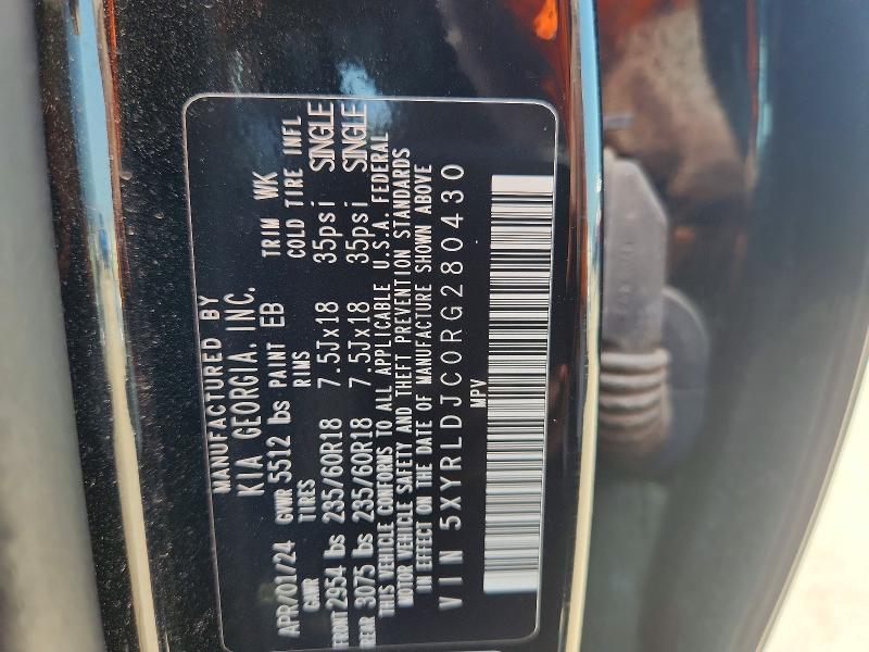 2024 Kia Sorento მანქანა იყიდება აუქციონზე, vin: 5XYRLDJC0RG280430, აუქციონის ნომერი: 61646036