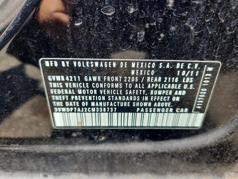 61430066 :رقم المزاد ، 3VWDP7AJ2CM338737 vin ، 2012 Volkswagen Jetta مزاد بيع