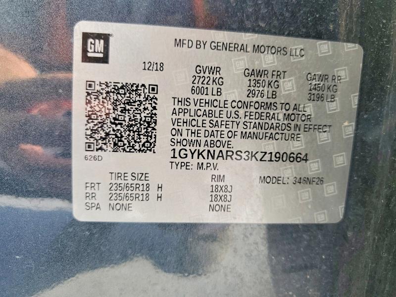 Продажа на аукционе авто 2019 Cadillac Xt5, vin: 1GYKNARS3KZ190664, номер лота: 61816896