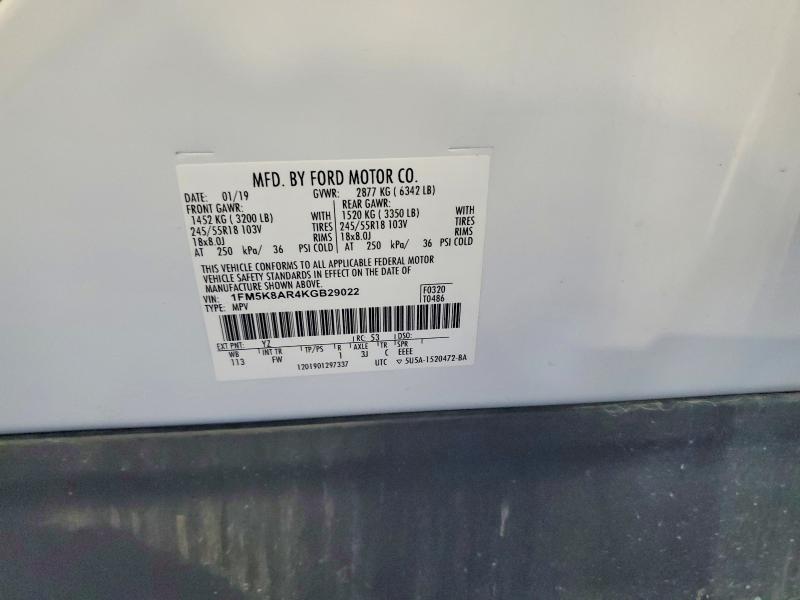 Продажа на аукционе авто 2019 Ford Explorer, vin: 1FM5K8AR4KGB29022, номер лота: 61337486