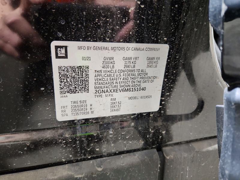 Продаж на аукціоні авто 2021 Chevrolet Equinox, vin: 2GNAXXEV6M6151040, номер лоту: 62946166