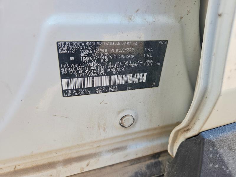 Продаж на аукціоні авто 2016 Toyota Rav4, vin: 2T3YFREV0GW273780, номер лоту: 61756366