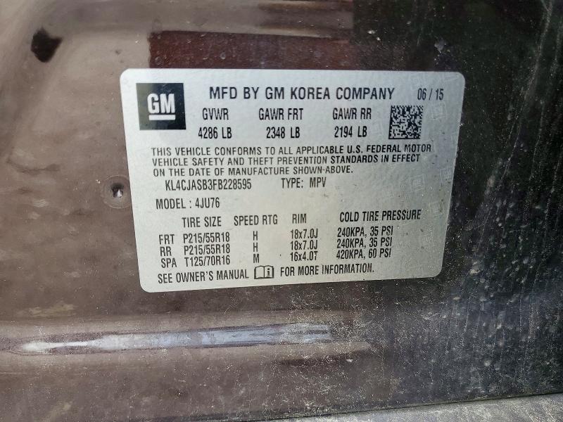 Продаж на аукціоні авто 2015 Buick Encore, vin: KL4CJASB3FB228595, номер лоту: 59297986
