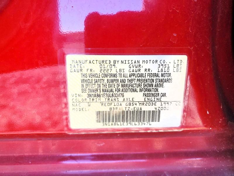 2009 Nissan Sentra მანქანა იყიდება აუქციონზე, vin: 3N1AB61E39L633476, აუქციონის ნომერი: 59714376