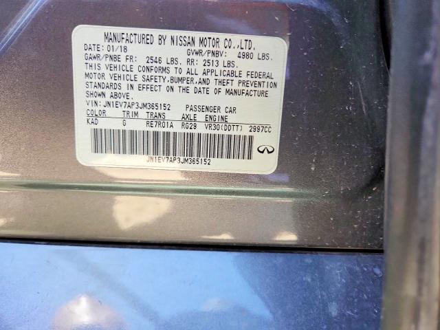 62009966 :رقم المزاد ، JN1EV7AP3JM365152 vin ، 2018 Infiniti Q50 مزاد بيع