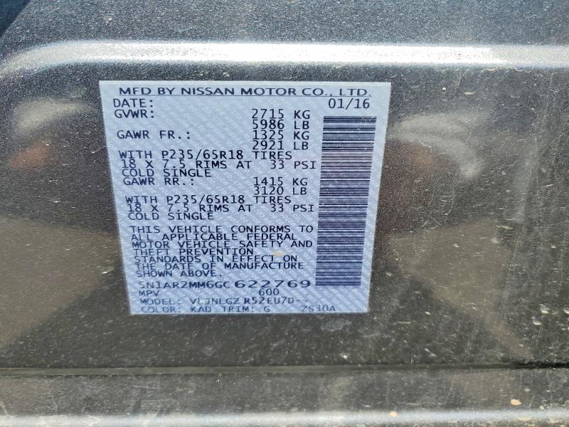 60702996 :رقم المزاد ، 5N1AR2MM6GC622769 vin ، 2016 Nissan Pathfinder مزاد بيع