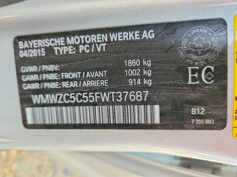 Продаж на аукціоні авто 2015 Mini Cooper, vin: WMWZC5C55FWT37687, номер лоту: 62640856