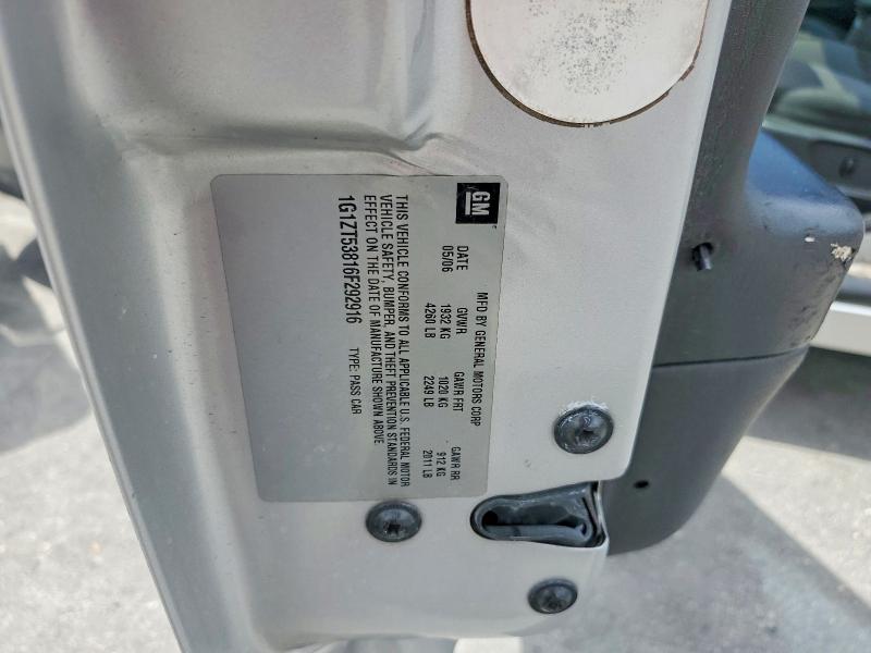 60054976 :رقم المزاد ، 1G1ZT53816F292916 vin ، 2006 Chevrolet Malibu مزاد بيع