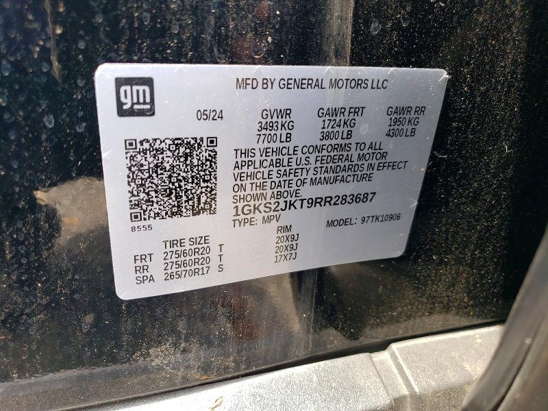 60596126 :رقم المزاد ، 1GKS2JKT9RR283687 vin ، 2024 Gmc Yukon Xl مزاد بيع
