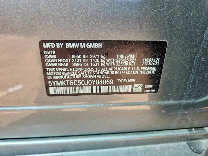 Aukcja sprzedaży 2018 Bmw X5, vin: 5YMKT6C50J0Y84069, numer aukcji: 62914286