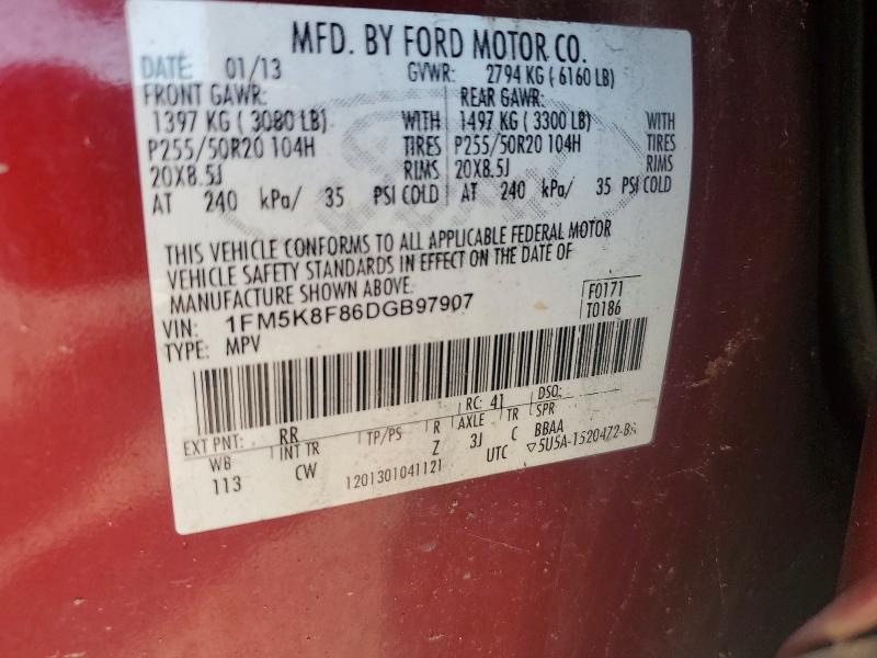 2013 Ford Explorer მანქანა იყიდება აუქციონზე, vin: 1FM5K8F86DGB97907, აუქციონის ნომერი: 61540916
