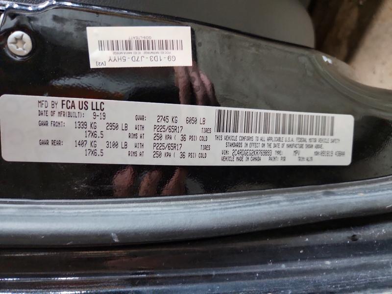 61417176 :رقم المزاد ، 2C4RDGEG2KR769893 vin ، 2019 Dodge Grand Caravan مزاد بيع