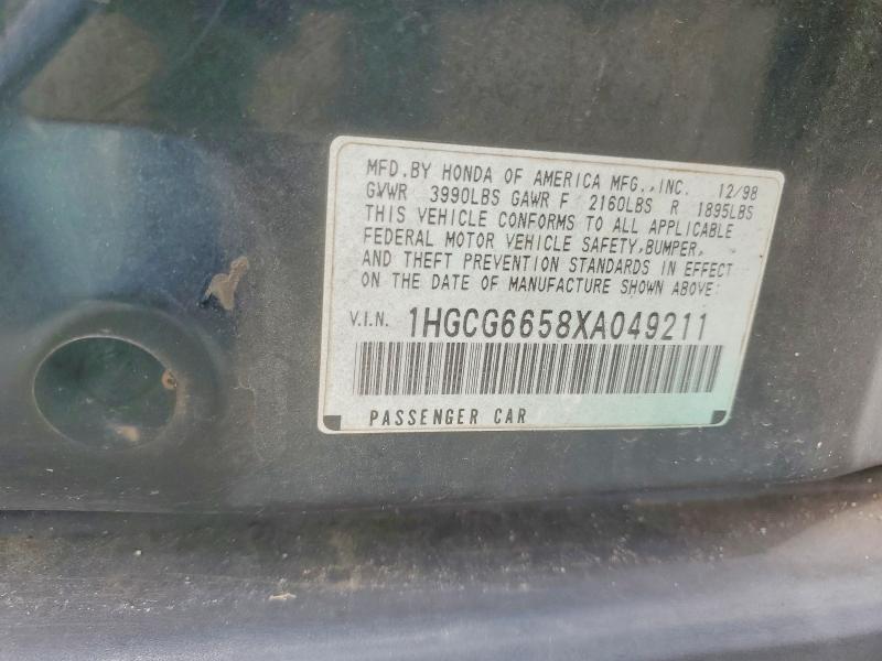 Продаж на аукціоні авто 1999 Honda Accord, vin: 1HGCG6658XA049211, номер лоту: 60833596