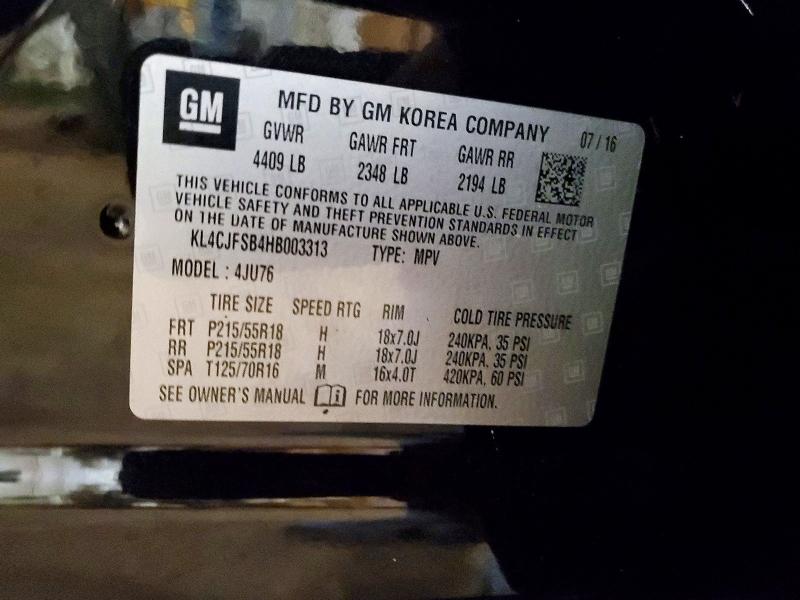 Продажа на аукционе авто 2017 Buick Encore, vin: KL4CJFSB4HB003313, номер лота: 58721676