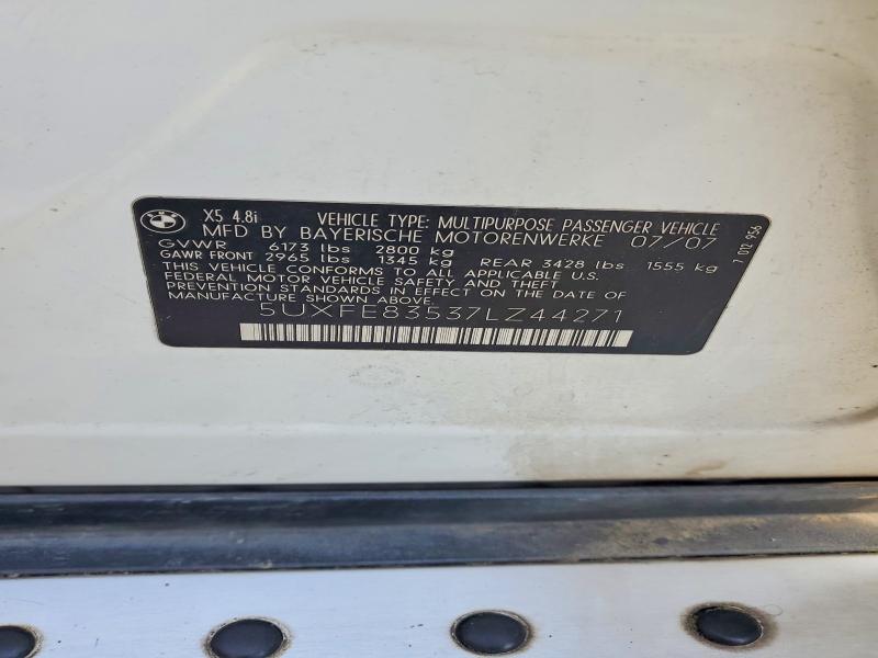Aukcja sprzedaży 2007 Bmw X5, vin: 5UXFE83537LZ44271, numer aukcji: 59893586