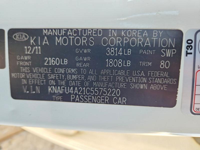 Auction sale of the 2012 Kia Forte, vin: KNAFU4A21C5575220, lot number: 60458656
