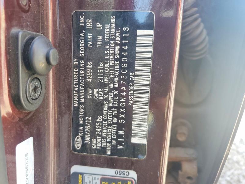 59641176 :رقم المزاد ، 5XXGN4A73CG044113 vin ، 2012 Kia Optima مزاد بيع