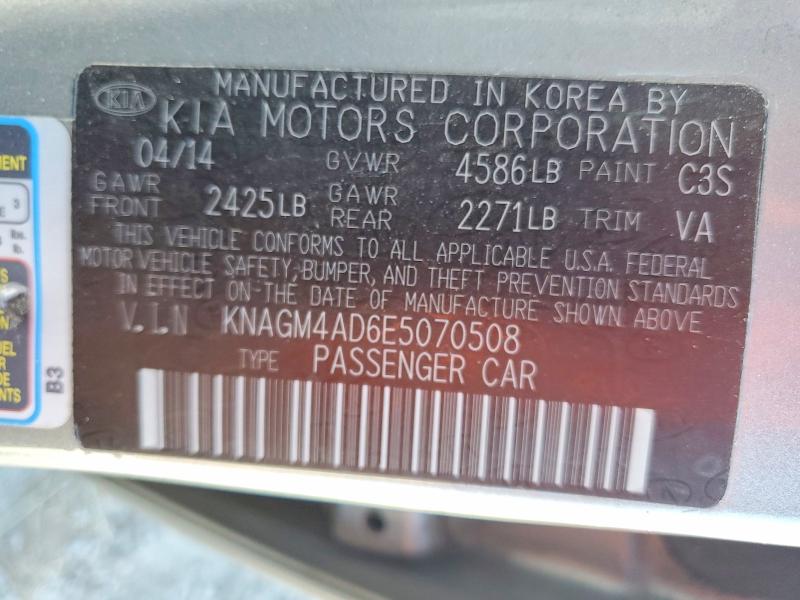 Aukcja sprzedaży 2014 Kia Optima, vin: KNAGM4AD6E5070508, numer aukcji: 62792196
