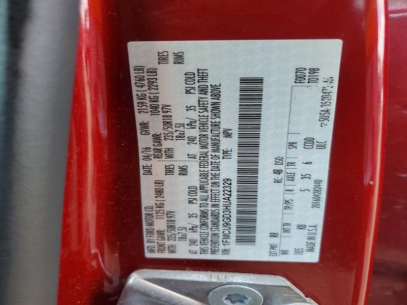 Продажа на аукционе авто 2017 Ford Escape, vin: 1FMCU9GD3HUA22329, номер лота: 41632006