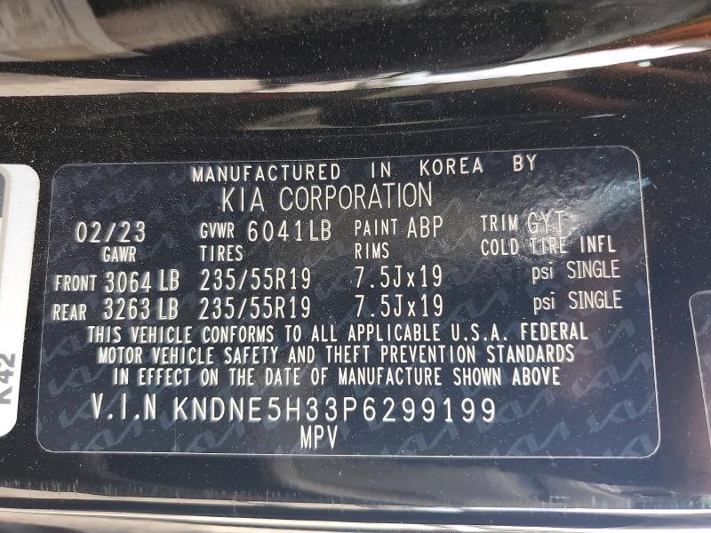 Aukcja sprzedaży 2023 Kia Carnival, vin: KNDNE5H33P6299199, numer aukcji: 60772756