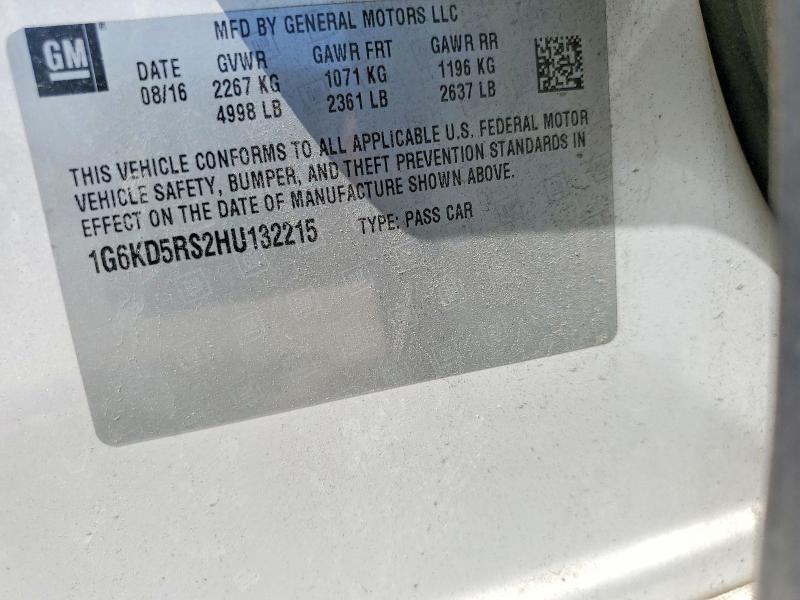 59380476 :رقم المزاد ، 1G6KD5RS2HU132215 vin ، 2017 Cadillac Ct6 مزاد بيع