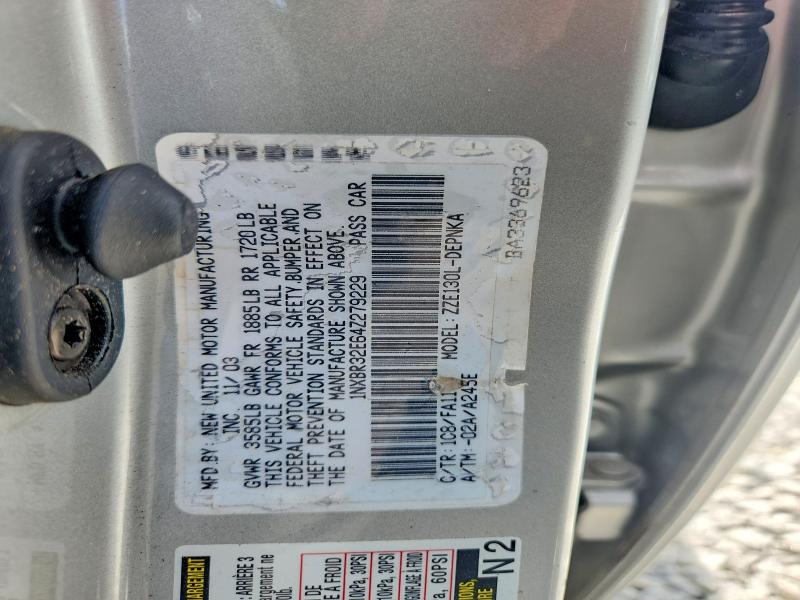 59728686 :رقم المزاد ، 1NXBR32E64Z279229 vin ، 2004 Toyota Corolla مزاد بيع
