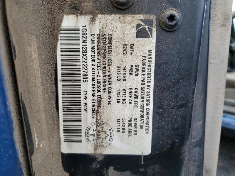 2002 Saturn Sc1 მანქანა იყიდება აუქციონზე, vin: 1G8ZN128X2Z227805, აუქციონის ნომერი: 62089666