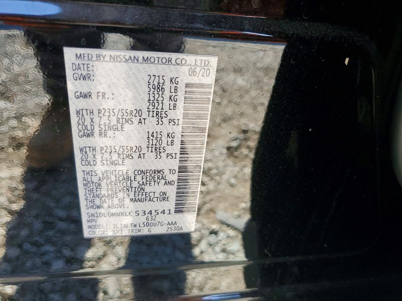 Aukcja sprzedaży 2020 Infiniti Qx60, vin: 5N1DL0MNXLC534541, numer aukcji: 61816316
