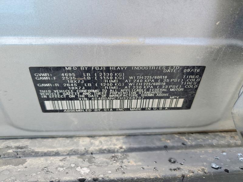 Auction sale of the 2017 Subaru Outback, vin: 4S4BSANC7H3268707, lot number: 61619056