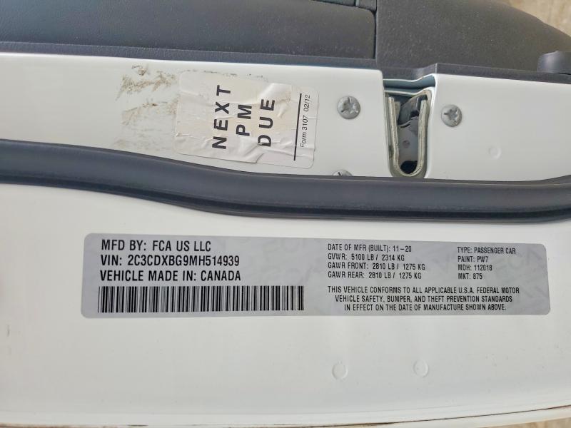Продаж на аукціоні авто 2021 Dodge Charger, vin: 2C3CDXBG9MH514939, номер лоту: 60425916