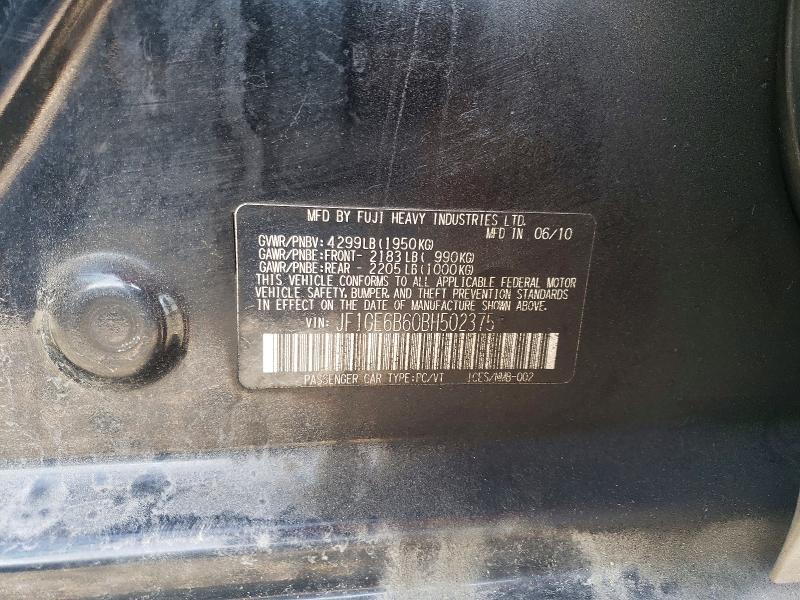 2011 Subaru Impreza მანქანა იყიდება აუქციონზე, vin: JF1GE6B60BH502375, აუქციონის ნომერი: 61723396