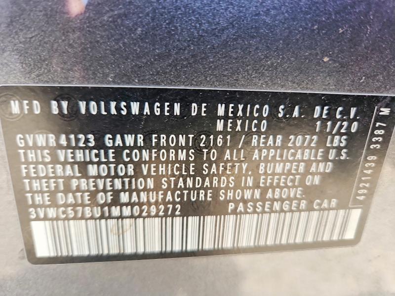 Продажа на аукционе авто 2021 Volkswagen Jetta, vin: 3VWC57BU1MM029272, номер лота: 61836876