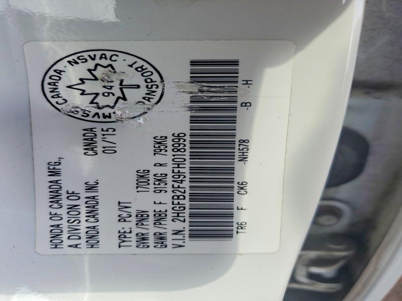 Продаж на аукціоні авто 2015 Honda Civic, vin: 2HGFB2F49FH018996, номер лоту: 62392386