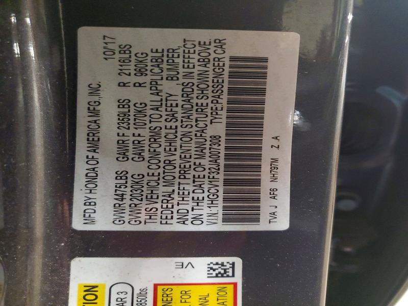 Продаж на аукціоні авто 2018 Honda Accord, vin: 1HGCV1F32JA007308, номер лоту: 61705246