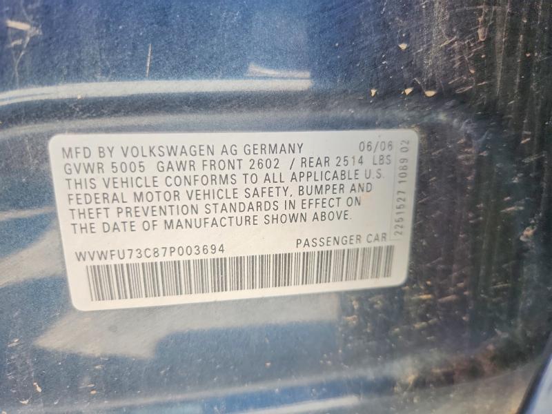 Aukcja sprzedaży 2007 Volkswagen Passat, vin: WVWFU73C87P003694, numer aukcji: 85632415