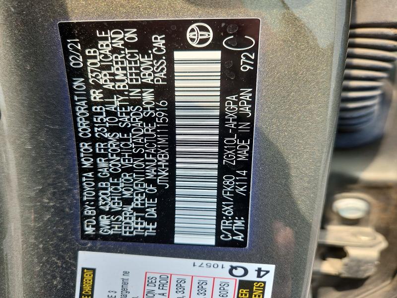 Продажа на аукционе авто 2021 Toyota C-hr, vin: JTNKHMBX1M1115916, номер лота: 62764426