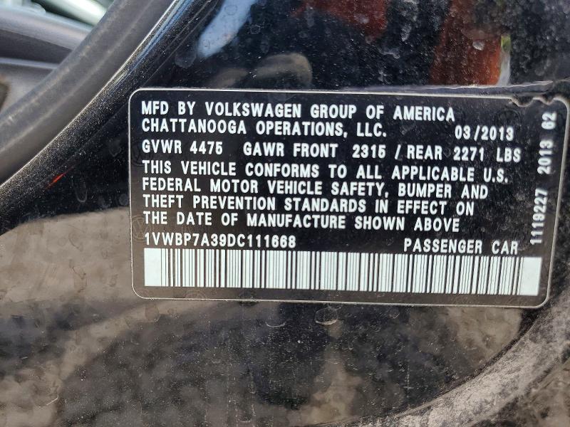 Продажа на аукционе авто 2013 Volkswagen Passat, vin: 1VWBP7A39DC111668, номер лота: 60624186