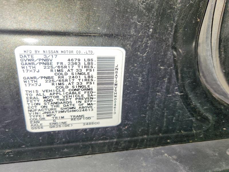 Продажа на аукционе авто 2017 Nissan Rogue, vin: JN8AT2MV5HW024613, номер лота: 59745466