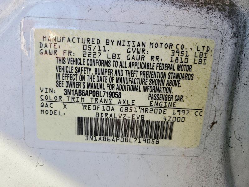 62524816 :رقم المزاد ، 3N1AB6AP0BL719058 vin ، 2011 Nissan Sentra مزاد بيع
