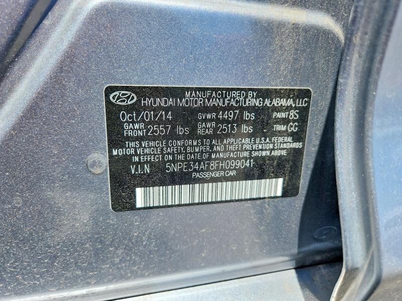 2015 Hyundai Sonata მანქანა იყიდება აუქციონზე, vin: 5NPE34AF8FH099041, აუქციონის ნომერი: 60896746
